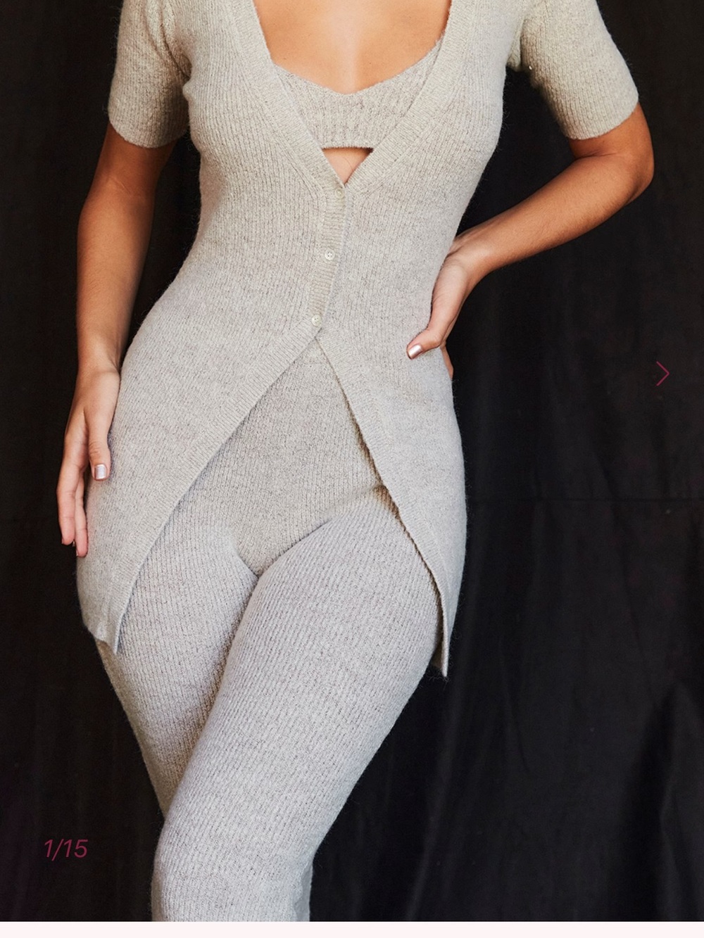 House of CB Cream Knit Cardigan & Matching Ribbed Set